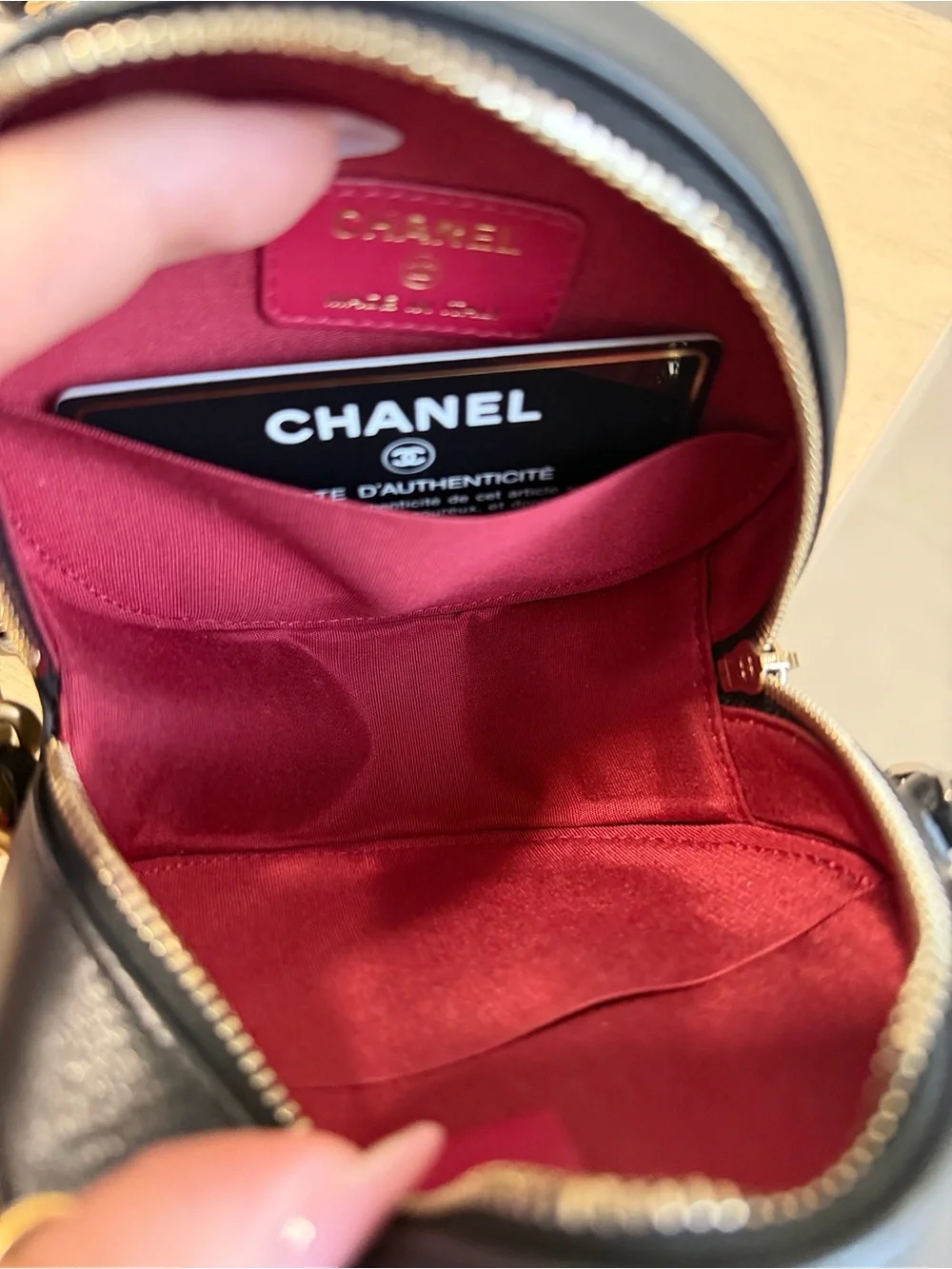 CHANEL 19 Round Clutch with Chain Quilted Leather